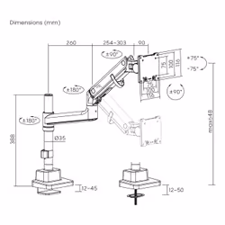 Digitus Supporto per monitor singolo, 57", 27 kg - Vista aggiuntiva 5