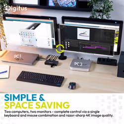 Digitus Switch KVM USB-C 3.0 Dual HDMI, 2 porte, 4K60Hz, linea Core - Vista aggiuntiva 2