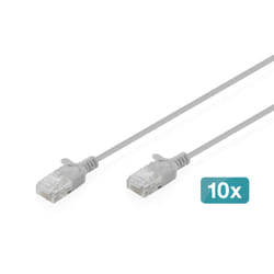 Digitus Cavo patch CAT 6 U-UTP Slim, 0,3 m, grigio, 10 pezzi