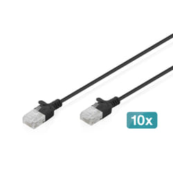 Digitus Cavo patch CAT 6 U-UTP Slim, 0,3 m, nero, 10 pezzi