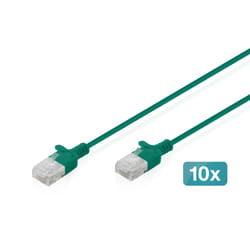 Digitus Cavo patch CAT 6 U-UTP Slim, 0,3 m, verde, 10 pezzi