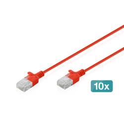 Digitus Cavo patch CAT 6 U-UTP Slim, 0,3 m, rosso, 10 pezzi