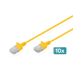 Digitus Cavo patch CAT 6 U-UTP Slim, 1 m, giallo, 10 pezzi