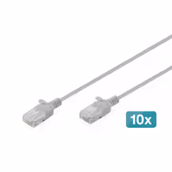 Digitus Cavo patch CAT 6 U-UTP Slim, 3 m, grigio, 10 pezzi