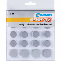 Conrad 650675, Batteria monouso, Litio, 3 V, 20 pz, Bottone/moneta