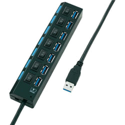 Conrad 393539 hub di interfaccia USB 3.2 Gen 1 (3.1 Gen 1) Type-A Nero