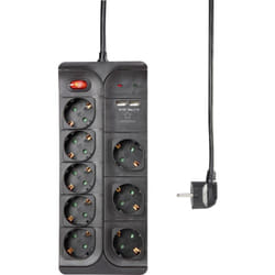 Renkforce - 1574788 Multipresa con protezione da sovratensioni 1 pezzo Nero 1 pz.