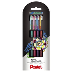 Pentel Dual Metallic Penna stick a sfera Verde, Arancione, Rosa, Viola 4 pz
