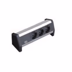 Bachmann DESK 1, Interno, Tipo F, Nero, Argento, 3 presa(e) AC, 228,6 mm