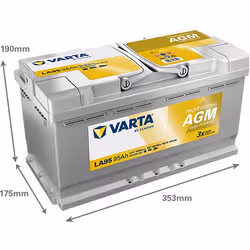 Varta 840095085K312 batteria per veicolo AGM (acido assorbito in microfibra di vetro) 95 Ah 12 V 850 A Nautica/Tempo libero - Vista aggiuntiva 2