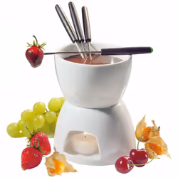 – – Set per fonduta di cioccolato, composto da pentola fonduta, scaldavivande, 4 forchette per fonduta e candeline, – Altezza ...