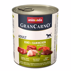 animonda GranCarno beef + rabbit with herbs, Adulto, Prezzemolo, Manzo, Coniglio, 800 g, Non contiene soia