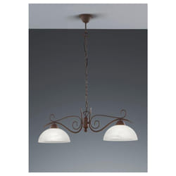 Trio Lighting - country sospensione rustico ruggine vetro alabastro 2XE27 L82 cm