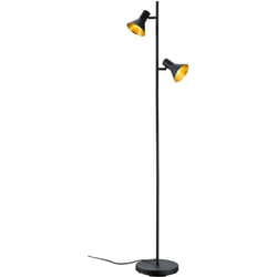 Eglo - Lampada da terra 2 luci, metallo, nero opaco e oro, h 144 cm, Nina