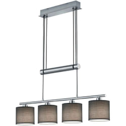 Lampada a sospensione 4 luci, nichel opaco e grigio, L77 cm, Garda