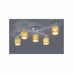 GARDA PLAFONIERA 5 DIFFUSORI IN TESSUTO ORO L. 75CM + 44,2CM