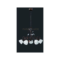 Eglo - Lampadario traditio 5 luci vetri bianchi ruggine 110700528