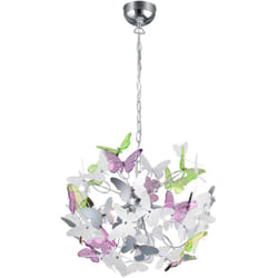 Lampada a sospensione 4 luci, metallo e acrilico, multicolor, d 50 cm, Butterfly