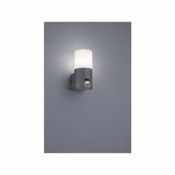 HOOSIC Applique a parete LED CILINDRO ANTRACITE E DIFFUSORE BIANCO CON SENSORE DI MOVIMENTO H.17 CM