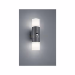 HOOSIC Applique a parete LED CILINDRO ANTRACITE E DOPPIO DIFF. BIANCO CON SENSORE DI MOVIMENTO H.33 CM