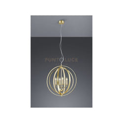 Lampadario a sospensione 4 cerchi metallo oro decoro cristalli candela 102000403