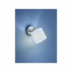 TOMMY Faretti e portafaretti SINGOLO CON DIFFUSORE PARALUME BIANCO BASE METALLO ACCIAIO SATINATO H.19CM