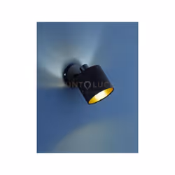 TOMMY Faretti e portafaretti SINGOLO CON DIFFUSORE PARALUME NERO INTERNO ORO BASE METALLO NERO OPACO H.19CM