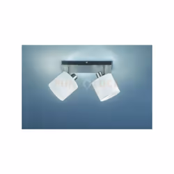 TOMMY BARRA 2 Faretti e portafarettiS CON DIFFUSORI PARALUMI BIANCHI BASE METALLO ACCIAIO SATINATO L.28CM