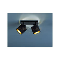 Reality Leuchten - Faretto tommy barra 2 spots con diffusori paralumi neri e oro metallo nero opaco R80332079