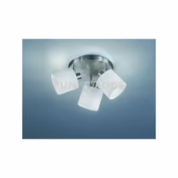 TOMMY PLAFONIERA 3 Faretti e portafarettiS CON DIFFUSORI PARALUMI BIANCHI BASE METALLO ACCIAIO SATINATO D.25CM