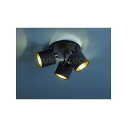 Reality Leuchten - Plafoniera tommy 3 spots con diffusori paralumi neri e oro metallo nero opaco R80333979