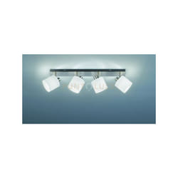 Reality Leuchten - Faretto tommy barra 4 spots con diffusori paralumi bianchi metallo acciaio satinato R80334001