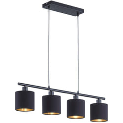 Lampada Sospensione Interno 76 cm 4 Luci Diffusori Nero Oro Tommy gd Trio
