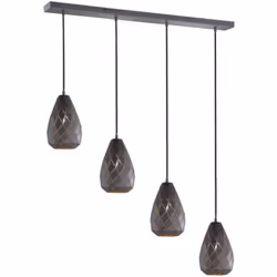 La lampada a sospensione a quattro luci ONYX colpisce per il suo design raffinato con forme geometriche ed effetti di luce e  ...