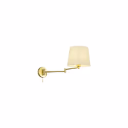 LYON Applique GD Trio Lyon di GD Trio, applique doppio snodo ottone satinato con paralume bianco l. 68,5cm, d.25,5cm Caratter ...