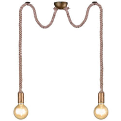 Lampada a sospensione doppia corda, metallo, ottone anticato, L 12 cm, Rope
