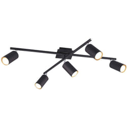 Trio - Plafoniera Soffitto 2 Barre Orientabili 5 Spots Faretti Nero Marley gd