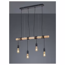 brody sospensione legno e metallo con 4 portalampada pendenti l. 85cm brody sospensione legno e metallo con 4 portalampada pe ...