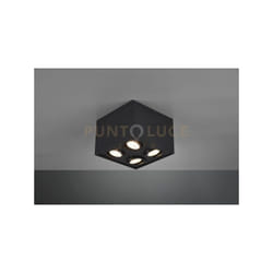 Trio - Plafoniera cubo nero 4 faretti orientabili biscuit 613000432