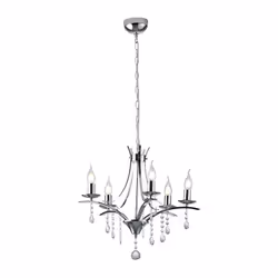 LUCERNA Lampadario GD Trio Lucerna di GD Trio, lampadario 5 luci metallo cromato e pendagli trasparenti d. 51cm Caratteristic ...