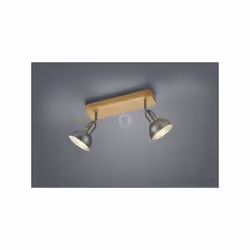DELHI BARRA 2 Faretti e portafarettiS CUPOLA METALLO ACCIAIO ANTICO E LEGNO L. 33CM