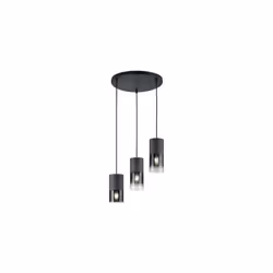 ROBIN Sospensione GD Trio Robin di GD Trio, sospensione calata con 3 cilindri metallo nero e vetri fume' e trasparenti d. 35c ...