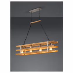khan sospensione legno e metallo anticato rettangolare 4 luci l.100cm khan sospensione legno e metallo anticato rettangolare ...