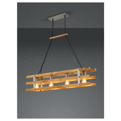 Trio - khan sospensione legno e metallo anticato rettangolare 4 luci L.100CM