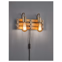 khan applique 2 luci legno e metallo anticato l.35cm khan applique 2 luci legno e metallo anticato l.35cm colore: nickel anti ...