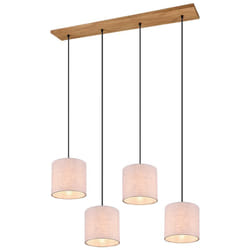Lampada Sospensione Soffitto Interno Legno con 4 Paralumi Sabbia Elmau gd Trio