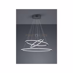 DURBAN SOSPENSIONE LED TRIPLO ANELLO ANTRACITE INTENSITA' REGOLABILE A SCATTO D. 80CM