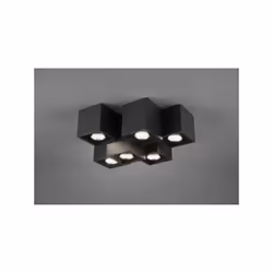 FERNANDO PLAFONIERA METALLO NERO OPACO 6 CUBETTI L. 37CM