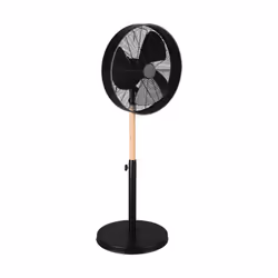 VIKING Ventilatore GD Trio Viking di GD Trio, ventilatore da terra nero e legno con interruttore 3 velocita' oscillantee rego ...