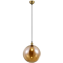 Trio Lighting - Lampada a sospensione, metallo e vetro, ottone e ambra, D30 cm, Dino